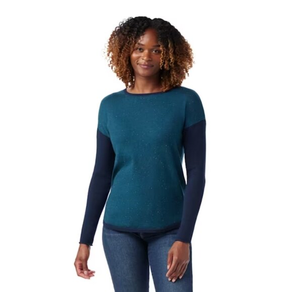 NWT Smartwool Shadow Pine Colorblock Crew Sweater Twilight Blue Donegal Small - Picture 11 of 12